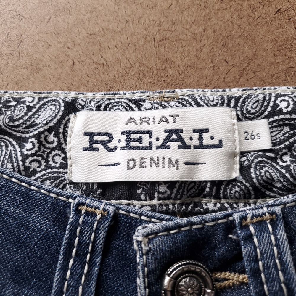 Ariat REAL Entwined Festival Boot Cut Jeans Women 26S Blue Western Cowgirl Boho - Picture 5 of 13